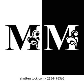 Letter M Black White Flower Letters Stock Vector (Royalty Free ...