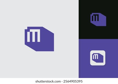 letter m block logo design vector template