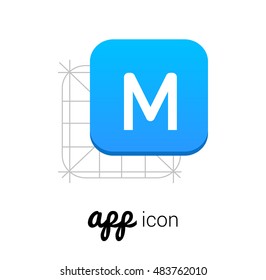 Letter M Blue Mobile App UI/UX Button Corporate Logo / Icon Design