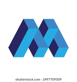 Letter M with blue and sky-blue color