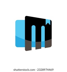 Letter M book logo. Cool combination between letter M and book. Suitable for book store, publisher, library, kids books