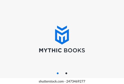 letter m with book logo design vector silhouette illustration