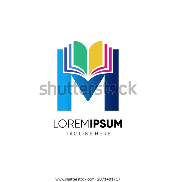 Letter M Book Logo Design Vector Stock Vector (Royalty Free) 2071481717 ...