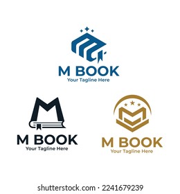 Letter M book logo vector set, suitable for any business especially related to education.