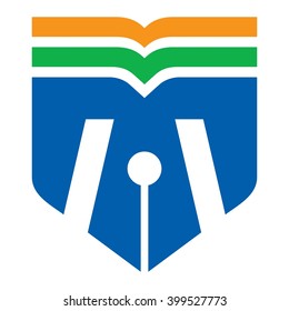 letter M and book logo vector.