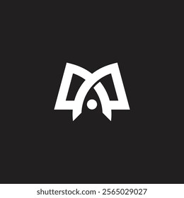 letter m book pen simple linked geometric abstract logo vector 