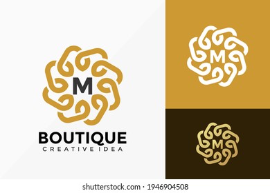 Letter M Boutique Logo Vector Design. Abstract emblem, designs concept, logos, logotype element for template.
