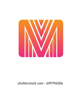 letter M box logo Orange vector