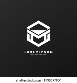 letra m en la plantilla de logotipo de caja para su marca, empresa y otros. sobrio, elegante y limpio.