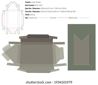 Letter M Box packaging design template die cut - vector
