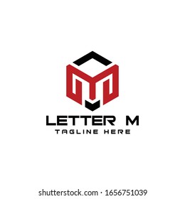 Letter M Box Square Logo Design 