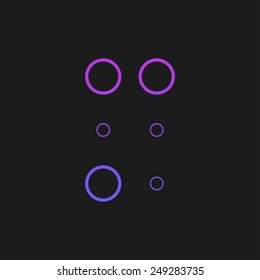 Letter M in Braille on black background