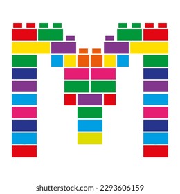Letra M de bloques de construcción de ladrillo en colores vectoriales