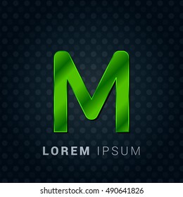 Letter M Bright Green chromium precious metallic 3D Icon / Logo Design