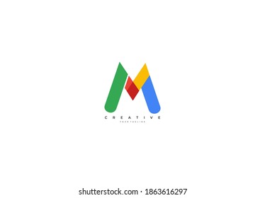 Letra M Imagen vectorial de logotipo simple de color brillante