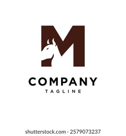 Letter M Buffalo Logo Icon Vector