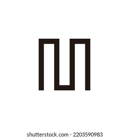Letter M building, line geometric symbol simple logo vector
