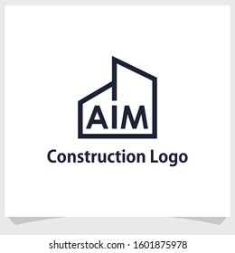 letter A I M and building logo design vector, construction logo design inspiration