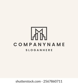Letter m building logo template vector illustration design