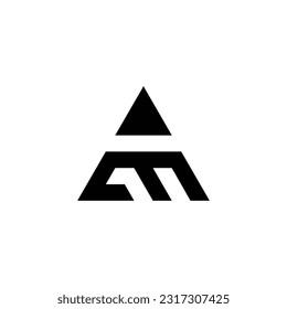 Construcción de letras m, símbolo geométrico triangular simple vector de logotipo