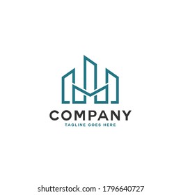 Letter M Building Vic Logo Template
