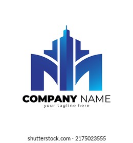 Plantilla de logotipo de vectores de construcción de letras M, logotipo de letra abstracta M, signo de idea de logotipo moderno. Icono de vector de emblema universal diseño limpio y fuerte