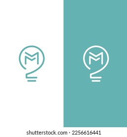 letter m and bulb logo vector, idea logo inspiration