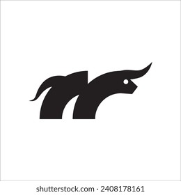 Buchstabe M Bull Logo einfach Symbol Design.