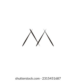 Letter M bullets geometric symbol simple logo vector