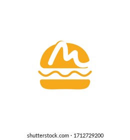 Diseño del logotipo vectorial Letter M Burger. Logo de Burger cafe.