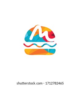 Diseño del logotipo vectorial Letter M Burger. Logo de Burger cafe.