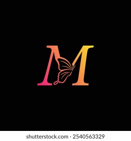 Letter M butterfly Logo Design Vector illustration template, M butterfly logo