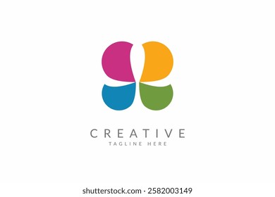 Letter M butterfly logo design vector.