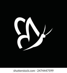 Letter M Butterfly simple creative design template, suitable for your brand