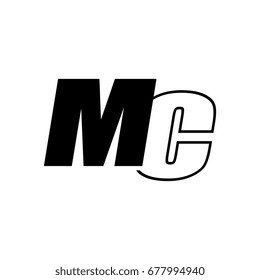 letter M and C logo overlapping black negative