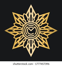 Logo-Design des Buchstaben M und C für Mandala 