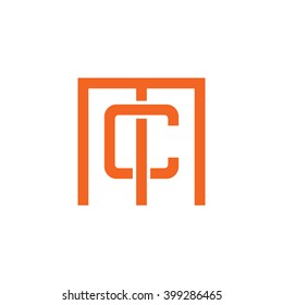 letter M and C monogram square shape logo orange