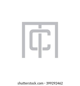 letter M and C monogram square shape logo gray