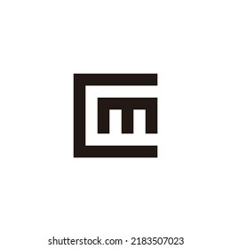 Letter m in C, square geometric symbol simple logo vector