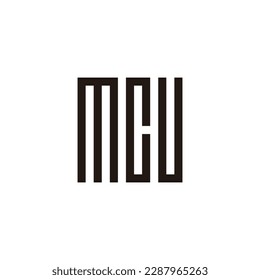 Letter M, C and U square, rectangles geometric symbol simple logo vector