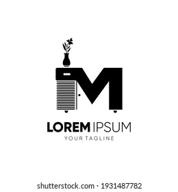 Letter M Cabinet Logo Design Vector