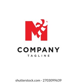 Letter M Candy Cane Logo Icon Vector