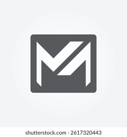 Letter M capital Square logo design illustration