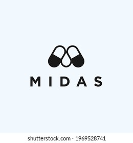 logotipo abstracto de m. icono de la cápsula