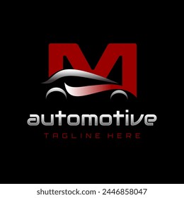 Letter M Car Automotive Logo Design Vector