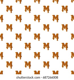 Letter M from caramel pattern seamless repeat in cartoon style vector illustration