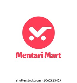 Letra M cart mart logo Inicial. La tienda inicial M diseño de logotipo moderno sencillo. Identidad de marca plana y minimalista