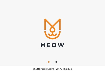 letter m with cat logo design vector silhouette illustration