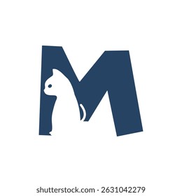 Letter M Cat Logo, minimalist logo template design, for your company