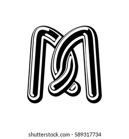 Letter M Celtic font. norse medieval ornament ABC. Traditional ancient manuscripts alphabet

